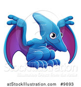 Vector Illustration of a Cute Blue and Purple Pterodactyl Dinosaur by AtStockIllustration