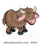 Vector Illustration of a Cute Browk Yak by AtStockIllustration