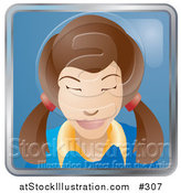 Vector Illustration of a Cute Brunette Woman with Her Hair in Pig Tails by AtStockIllustration