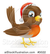 Vector Illustration of a Cute Christmas Robin Wearing a Santa Hat by AtStockIllustration