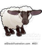 Vector Illustration of a Cute Female Sheep, an Ewe, with White Fleece, a Black Face and Legs by AtStockIllustration