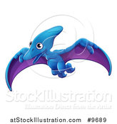 Vector Illustration of a Cute Flying Pterodactyl Dinosaur by AtStockIllustration