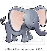 Vector Illustration of a Cute Gray Elephant with Big Pink Ears and a Short Trunk by AtStockIllustration