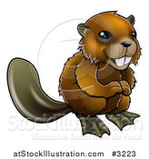 Vector Illustration of a Cute Happy Beaver Smiling by AtStockIllustration