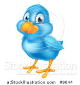 Vector Illustration of a Cute Happy Blue Bird by AtStockIllustration