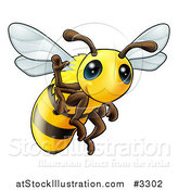 Vector Illustration of a Cute Happy Waving Bee by AtStockIllustration