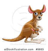 Vector Illustration of a Cute Kangaroo Mom and Baby Joey by AtStockIllustration