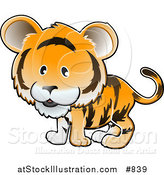 Vector Illustration of a Cute Orange Tiger with Black Stripes by AtStockIllustration