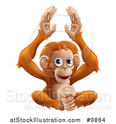 Vector Illustration of a Cute Orangutan Monkey Sitting and Clapping by AtStockIllustration