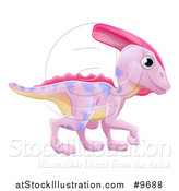 Vector Illustration of a Cute Pink Parasaurolophus Dinosaur by AtStockIllustration