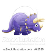 Vector Illustration of a Cute Purple Triceratops Dino Facing Right by AtStockIllustration