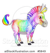 Vector Illustration of a Cute Rainbow Striped Zebra by AtStockIllustration