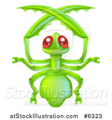 Vector Illustration of a Cute Red Eyed Green Praying Mantis by AtStockIllustration