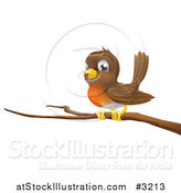 Vector Illustration of a Cute Robin Bird Perched on a Branch by AtStockIllustration