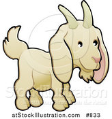 Vector Illustration of a Cute White Goat with Horns on His Head by AtStockIllustration