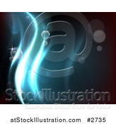 Vector Illustration of a Dark Background with Blue Water Waves and Bubbles by AtStockIllustration