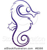 Vector Illustration of a Dark Blue Sketched Seahorse in Profile by AtStockIllustration