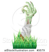 Vector Illustration of a Decaying Green Zombie Arm Reaching out Through Grass by AtStockIllustration