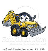 Vector Illustration of a Digger Bulldozer Mascot by AtStockIllustration
