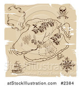 Vector Illustration of a Distressed Pirate Island Treasure Map by AtStockIllustration