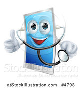 Vector Illustration of a Doctor Smart Phone Wearing a Stethoscope and Holding a Thumb up by AtStockIllustration