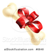 Vector Illustration of a Dog Bone with a Red Gift Ribbon and Bow by AtStockIllustration