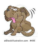 Vector Illustration of a Dog Itching Its Ear with Its Hind Leg by AtStockIllustration