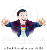 Vector Illustration of a Dracula Vampire Reaching out with His Hands by AtStockIllustration