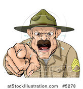 Vector Illustration of a Drill Sargent Spitting and Shouting by AtStockIllustration