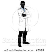 Vector Illustration of a Faceless Male Doctor with Folded Arms by AtStockIllustration