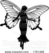 Vector Illustration of a Fairy in Silhouette with Butterfly Wings by AtStockIllustration