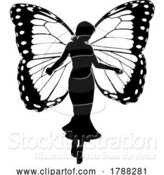 Vector Illustration of a Fairy in Silhouette with Butterfly Wings by AtStockIllustration