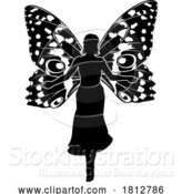 Vector Illustration of a Fairy in Silhouette with Butterfly Wings by AtStockIllustration