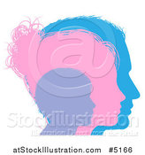 Vector Illustration of a Family in Purple Pink and Blue Silhouette by AtStockIllustration