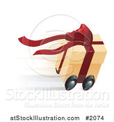 Vector Illustration of a Fast Gift Box on Wheels by AtStockIllustration