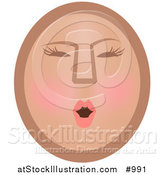 Vector Illustration of a Female Emoticon Blushing - Tan Version by AtStockIllustration