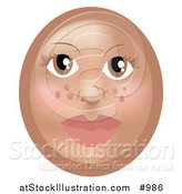 Vector Illustration of a Female Emoticon with Freckles - Tan Version by AtStockIllustration