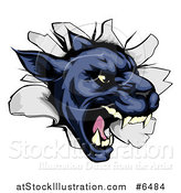 Vector Illustration of a Fierce Black Panther Breaking Through a Wall by AtStockIllustration