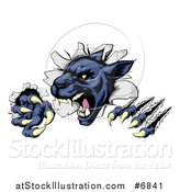 Vector Illustration of a Fierce Black Panther Shredding Through a Wall by AtStockIllustration