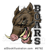 Vector Illustration of a Fierce Brown Boar Mascot Head with Text by AtStockIllustration