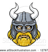 Vector Illustration of a Fierce Viking Warrior Confidently Wearing Horned Helmet by AtStockIllustration