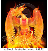 Vector Illustration of a Fiery Phoenix Bird Rising from Flames by AtStockIllustration