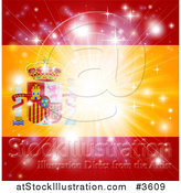 Vector Illustration of a Firework Burst over a Spanish Flag by AtStockIllustration