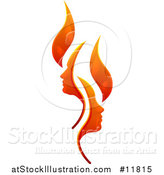 Vector Illustration of a Flame Design with Profiled Faces by AtStockIllustration