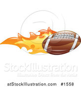 Vector Illustration of a Flaming American Football Flying past by AtStockIllustration