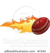 Vector Illustration of a Flaming Cricket Ball Flying past by AtStockIllustration