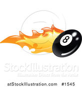 Vector Illustration of a Flaming Eight Ball Flying past by AtStockIllustration