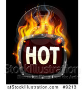 Vector Illustration of a Flaming Hot Fire Sign on Black by AtStockIllustration