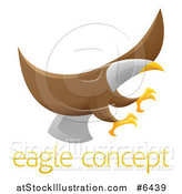 Vector Illustration of a Flying Bald Eagle with Extended Talons over Sample Text by AtStockIllustration