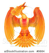 Vector Illustration of a Flying Fiery Phoenix Bird by AtStockIllustration